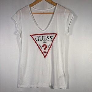 Guess Top Womens Large Bling USA Y2K 90s Streetwear Rhinestone Classic Casual